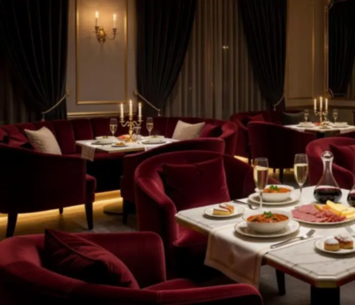 VIP privát lounge exkluzív ülőhelyekkel és luxus enteriőrrel